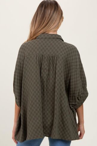Pinkblush Checker طباعة بلوزة أمومة كبيرة الحجم in Kuwait