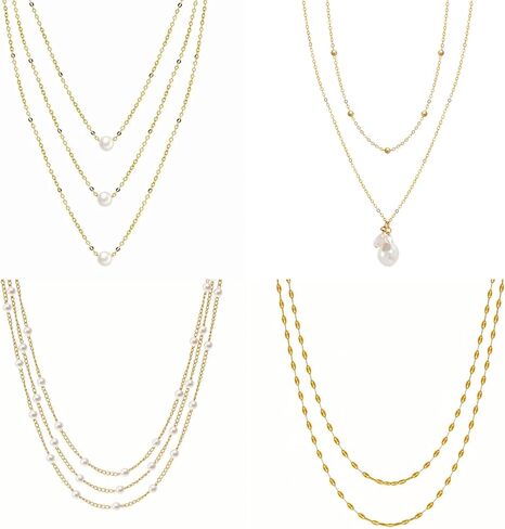 Kosmos-Li 45 PCS مجموعات مجوهرات مطلية بالفضة بأزياء 8 PCS قلادة سلسلة متعددة الطبقة ، وسوار 9 أجهزة كمبيوتر ، و 5 زوج من حلقات المسمار ، و 22 قطعة حلقات مفصل للنساء in Kuwait