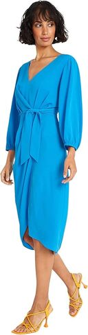 Maggy London Women's Long Sleeve V-Neck Faux Wrap Crepe Dress Event Party Occasion Guest of in Saudi Arabia