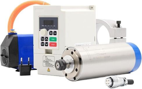 Spindle 1.5kw ER16 80mm water-cooled spindle 4pcs bearing speed 0-24000rpm & 1.5kw VFD & 80mm bracket & 75w water pump in Saudi Arabia