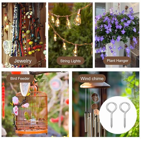 M5 10pcs براغي العين 304 براغي عين الفولاذ المقاوم للصدأ للخشب 2.6 "السنانير المسمار الثقيلة ، والبراغي العيينة الذاتي تأمين الكابلات الأسلاك الداخلية والخارجية لتعليق الأعمال الفنية in Saudi Arabia