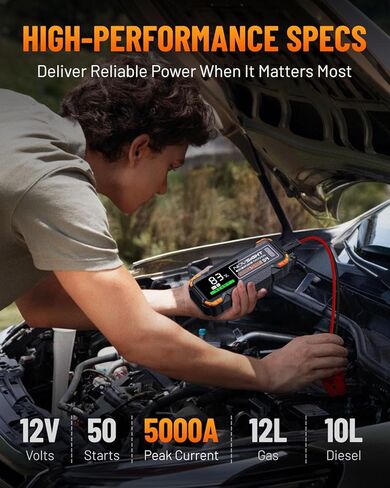 NOVSIGHT Jump Starter With Air Compressor - 6000A 13-in-1 Portable Jump Box for Car Battery, 12V Jump Starter Power Pack(ALL Gas/10L Diesel) 150PSI Auto-Shut Tire Inflator & Air Inflator/Deflator Pump in Kuwait