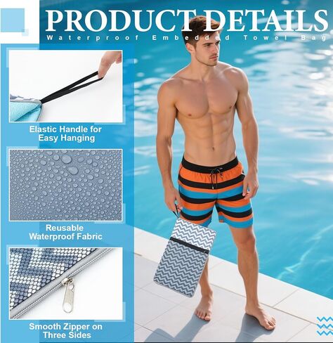 2 Pcs Wet Bags, Wet Dry Bag with Embedded Towel, Reusable Waterproof Dry Bags with Two Zippered Pockets, Waterproof Bag for Swimsuit, Travel, Beach, Pool, Dirty Yoga Gym Clothes, Gray in Saudi Arabia