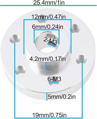 2x Silver Rigid Shaft Dailing for 6mm رمح محرك بصري ثابت مع موضوع M3 in Saudi Arabia