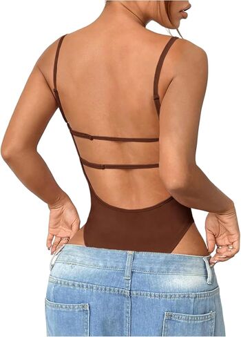 Milumia Women Sexy Open Backuitits Tops Light Light Out Club Cocktail Slim Fit Desards in Kuwait