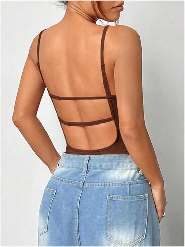 Milumia Women Sexy Open Backuitits Tops Light Light Out Club Cocktail Slim Fit Desards in Kuwait