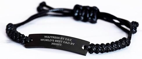 Waitress By Day, World's Best Dad By Night - Adjustable Black Rope Bracelet Gifts for Waitress and Men on Valentine's in Kuwait