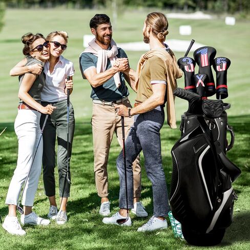 Golf Head Covers, 4pcs or 1pc USA Stars and Stripes Golf Club Covers for Woods and Driver Fairway Hybrid, PU Leather Golf Club Head Covers for Men Women with Interchangeable Tags, Fits Most Golf Clubs in Saudi Arabia