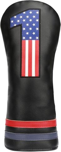 Golf Head Covers, 4pcs or 1pc USA Stars and Stripes Golf Club Covers for Woods and Driver Fairway Hybrid, PU Leather Golf Club Head Covers for Men Women with Interchangeable Tags, Fits Most Golf Clubs in Saudi Arabia