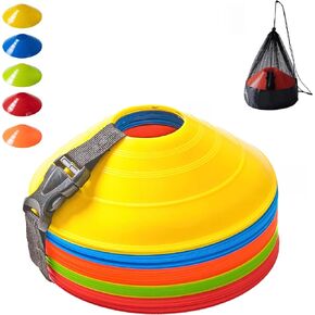 Flexible Soccer Cones (Set of 50/40/25) with Mesh Bag & Strap, Unbreakable Sports Cones for Soccer, Basketball, Football Training Equipment, Agility Soccer Cones for Drills Training in Saudi Arabia
