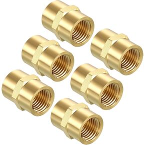 Pack of 6, 1/4" FeMale NPT to 1/4" FeMale NPT Solid Brass Pipe Fitting Coupler, Brass Coupling Hose Fittings Adapter for Pipe Leak Repair, Bathroom Remodeling, Tool Extensions in Kuwait