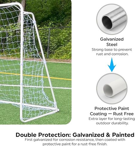 12x6 Ft Kids Soccer Goal for Backyard - Tournament-Style Soccer Net with Galvanized & Rust free Steel Frame, 36 Straps, Stakes & Carry Bag – All-Weather Portable Goal for Kids for Training in Saudi Arabia