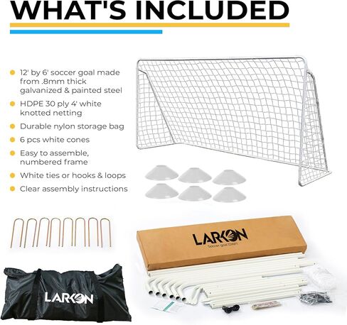 12x6 Ft Kids Soccer Goal for Backyard - Tournament-Style Soccer Net with Galvanized & Rust free Steel Frame, 36 Straps, Stakes & Carry Bag – All-Weather Portable Goal for Kids for Training in Saudi Arabia