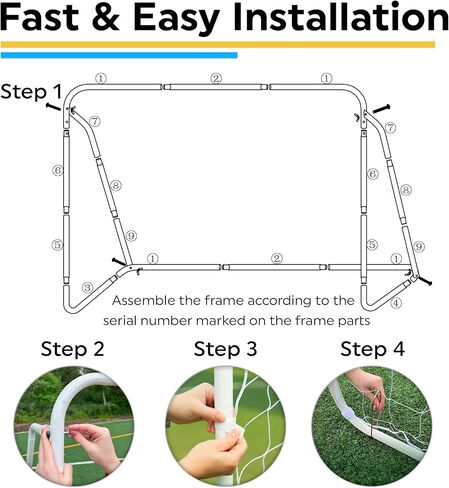 12x6 Ft Kids Soccer Goal for Backyard - Tournament-Style Soccer Net with Galvanized & Rust free Steel Frame, 36 Straps, Stakes & Carry Bag – All-Weather Portable Goal for Kids for Training in Saudi Arabia