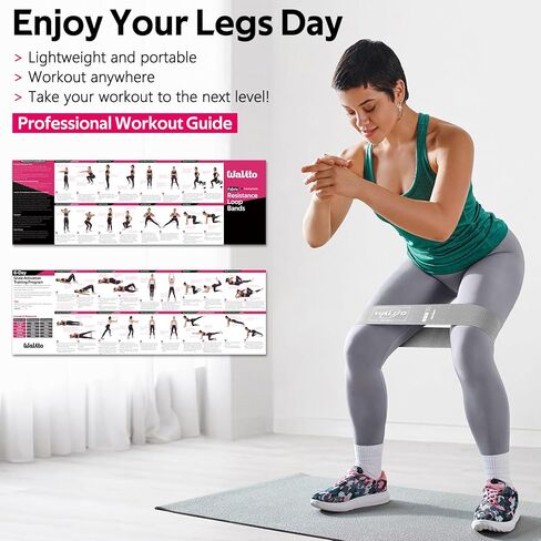 Resistance Bands for Working Out, Booty Bands for Women Men Fabric Elastic Bands for Exercise Bands for Legs, Thighs Glutes Includes Workout Bands Guide for Yoga, Physical Therapy Home Fitness in Kuwait