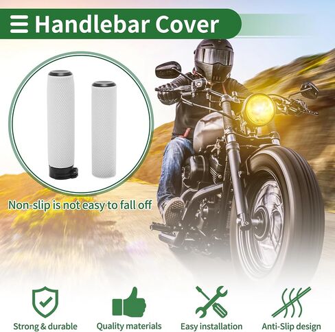 Motoforti 1" 25mm 1.1" 28mm Motorcycle Hand Grips Cover Kit Non Slip TPU Handlebar Grips for Motorcycle Scooter Bicycle ATV White 1 Set in Saudi Arabia