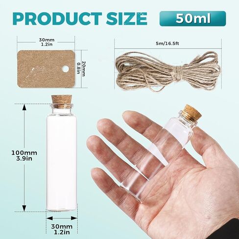 زجاجات زجاجية صغيرة 24 مساءً - 10 مل من الجرار الزجاجية الصغيرة مع سدادات الفلين - زجاجات زخرفية للجرار الإملائية ، وزجاجات جرعة ، ورسالة في زجاجة ، وحرف DIY ، ومفضلات الحفلات ، وحفلات الزفاف in Kuwait