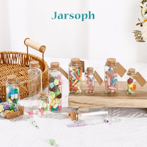 زجاجات زجاجية صغيرة 24 مساءً - 10 مل من الجرار الزجاجية الصغيرة مع سدادات الفلين - زجاجات زخرفية للجرار الإملائية ، وزجاجات جرعة ، ورسالة في زجاجة ، وحرف DIY ، ومفضلات الحفلات ، وحفلات الزفاف in Kuwait