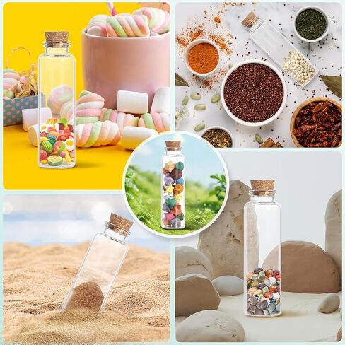 زجاجات زجاجية صغيرة 24 مساءً - 10 مل من الجرار الزجاجية الصغيرة مع سدادات الفلين - زجاجات زخرفية للجرار الإملائية ، وزجاجات جرعة ، ورسالة في زجاجة ، وحرف DIY ، ومفضلات الحفلات ، وحفلات الزفاف in Kuwait