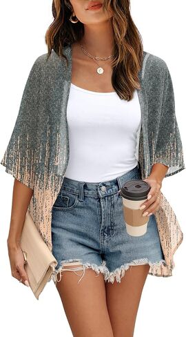 OFEEFAN Beach Cover Ups for Women 3/4 Length Sleeve Womens Tops Summer Cardigan Casual Blouses Loose Fit in Saudi Arabia