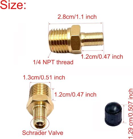 4 PCS صمامات Schrader ، 1/4 "NPT الذكور الخيط Schrader صمامات صمامات النحاس in Kuwait