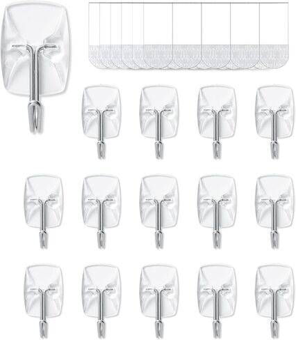 30 Small Hooks+40 Removable Strips, Clear Wire Utility Hooks with Adhesive Strips Damage-Free, No Tools Wall Hooks for Hanging Heavy Duty, Value Pack in Saudi Arabia