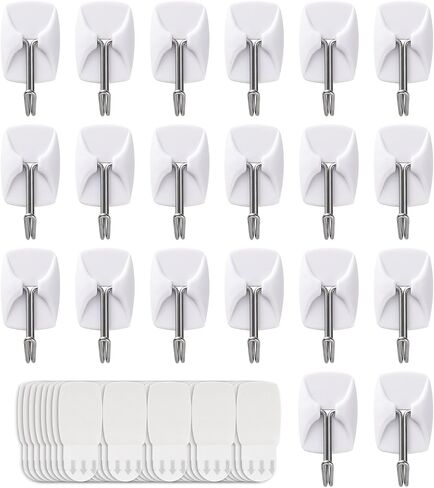 30 Small Hooks+40 Removable Strips, Clear Wire Utility Hooks with Adhesive Strips Damage-Free, No Tools Wall Hooks for Hanging Heavy Duty, Value Pack in Saudi Arabia