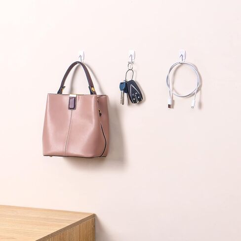 30 Small Hooks+40 Removable Strips, Clear Wire Utility Hooks with Adhesive Strips Damage-Free, No Tools Wall Hooks for Hanging Heavy Duty, Value Pack in Saudi Arabia