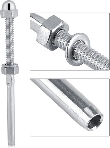 10PCS Threaded Tensioner Stud Ends, Stainless Steel Cable Railing End Swage Threaded Terminal Heavy Duty for 1/8in Cable Railing System in Saudi Arabia