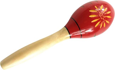 RiToEasysports Wooden Handmade Maracas Music Instruments for Educational Fun Birthday Parties, Wood Maracas Rattling for Children and Beginners (Long Red Carved Flowers) in Saudi Arabia