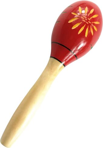RiToEasysports Wooden Handmade Maracas Music Instruments for Educational Fun Birthday Parties, Wood Maracas Rattling for Children and Beginners (Long Red Carved Flowers) in Saudi Arabia