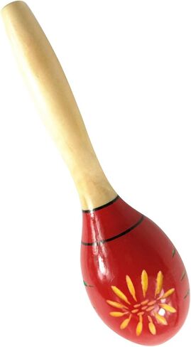 RiToEasysports Wooden Handmade Maracas Music Instruments for Educational Fun Birthday Parties, Wood Maracas Rattling for Children and Beginners (Long Red Carved Flowers) in Saudi Arabia