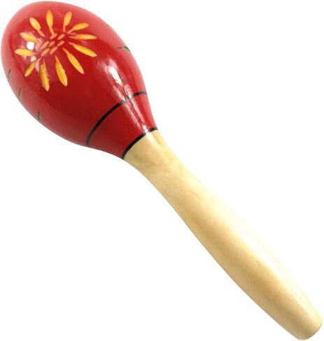 RiToEasysports Wooden Handmade Maracas Music Instruments for Educational Fun Birthday Parties, Wood Maracas Rattling for Children and Beginners (Long Red Carved Flowers) in Saudi Arabia