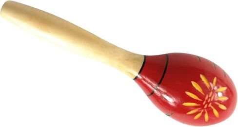 RiToEasysports Wooden Handmade Maracas Music Instruments for Educational Fun Birthday Parties, Wood Maracas Rattling for Children and Beginners (Long Red Carved Flowers) in Saudi Arabia
