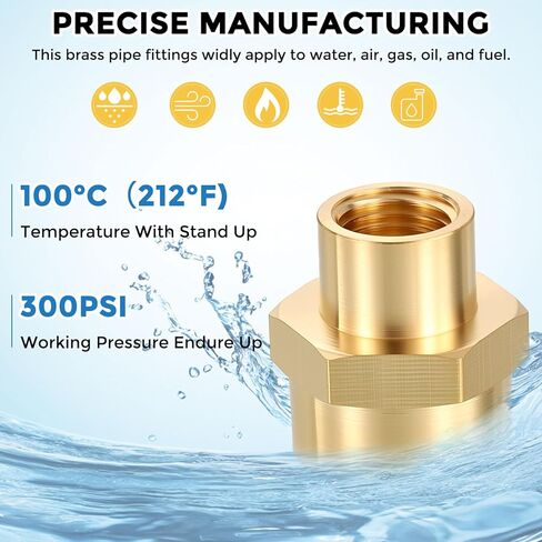 Pack of 6, 1/4" FeMale NPT to 1/4" FeMale NPT Solid Brass Pipe Fitting Coupler, Brass Coupling Hose Fittings Adapter for Pipe Leak Repair, Bathroom Remodeling, Tool Extensions in Kuwait