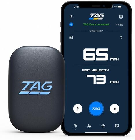 Tag One Sports Radar (نطاق 120 قدمًا)-بندقية سرعة الرادار التي تعمل بنظام الذكاء الاصطناعى مع ردود فعل تدريب في الوقت الفعلي-جهاز تدريب على سرعة Bluetooth للبيسبول والكرة اللينة والغولف مع تكامل التطبيق in Saudi Arabia