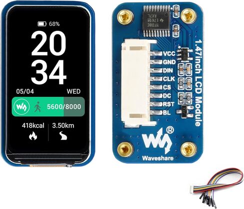 1.47inch LCD Display Module, Rounded Corners, 172x320 Resolution, 262K RGB Colors, SPI Interface, IPS Display Compatible with Raspberry Pi 5/ 4B/3B+/3B/2B/A+/Zero W/WH/Zero 2 W/ Pico/Pico 2W, etc. in Saudi Arabia