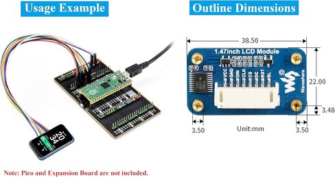 1.47inch LCD Display Module, Rounded Corners, 172x320 Resolution, 262K RGB Colors, SPI Interface, IPS Display Compatible with Raspberry Pi 5/ 4B/3B+/3B/2B/A+/Zero W/WH/Zero 2 W/ Pico/Pico 2W, etc. in Saudi Arabia