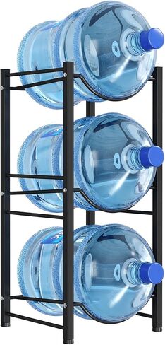 Lifewit 5 Gallon Water Jug Holder, 3 Tier Water Bottle Stand, Heavy Duty Water Dispenser Rack with 3 Slots for Gallon Jugs, Detachable Water Storage Shelf Organizer for Home Living Room Office, Black in Saudi Arabia