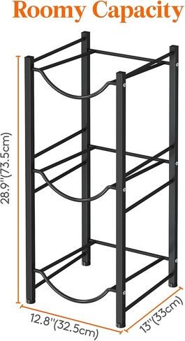 Lifewit 5 Gallon Water Jug Holder, 3 Tier Water Bottle Stand, Heavy Duty Water Dispenser Rack with 3 Slots for Gallon Jugs, Detachable Water Storage Shelf Organizer for Home Living Room Office, Black in Saudi Arabia