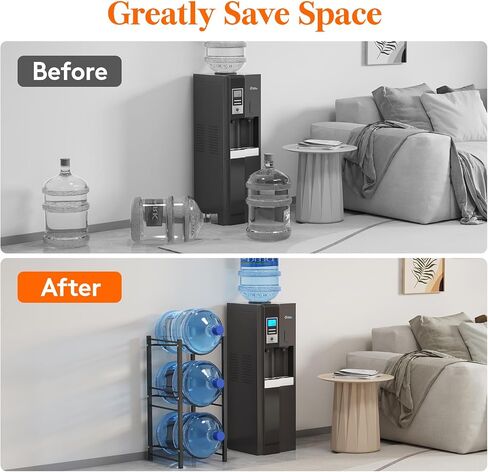 Lifewit 5 Gallon Water Jug Holder, 3 Tier Water Bottle Stand, Heavy Duty Water Dispenser Rack with 3 Slots for Gallon Jugs, Detachable Water Storage Shelf Organizer for Home Living Room Office, Black in Saudi Arabia
