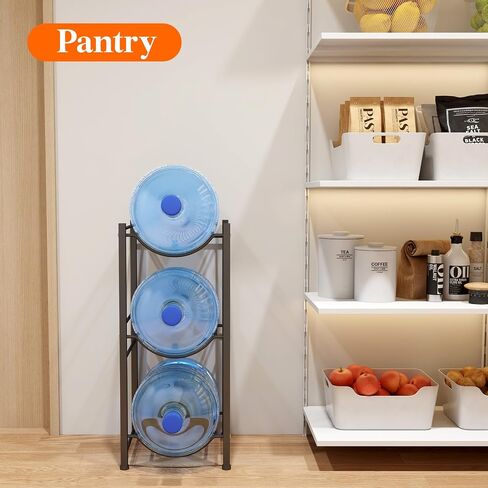 Lifewit 5 Gallon Water Jug Holder, 3 Tier Water Bottle Stand, Heavy Duty Water Dispenser Rack with 3 Slots for Gallon Jugs, Detachable Water Storage Shelf Organizer for Home Living Room Office, Black in Saudi Arabia