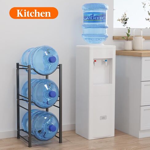 Lifewit 5 Gallon Water Jug Holder, 3 Tier Water Bottle Stand, Heavy Duty Water Dispenser Rack with 3 Slots for Gallon Jugs, Detachable Water Storage Shelf Organizer for Home Living Room Office, Black in Saudi Arabia