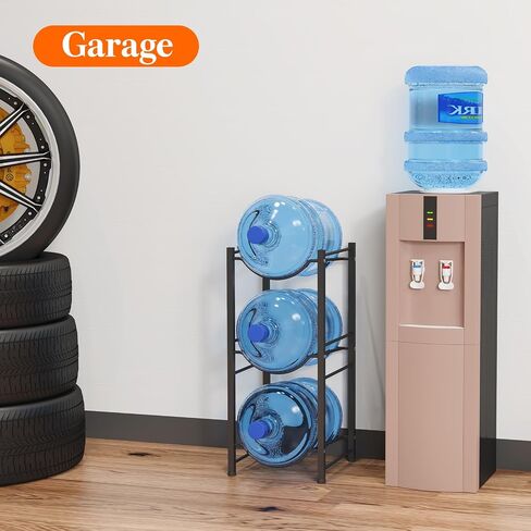 Lifewit 5 Gallon Water Jug Holder, 3 Tier Water Bottle Stand, Heavy Duty Water Dispenser Rack with 3 Slots for Gallon Jugs, Detachable Water Storage Shelf Organizer for Home Living Room Office, Black in Saudi Arabia