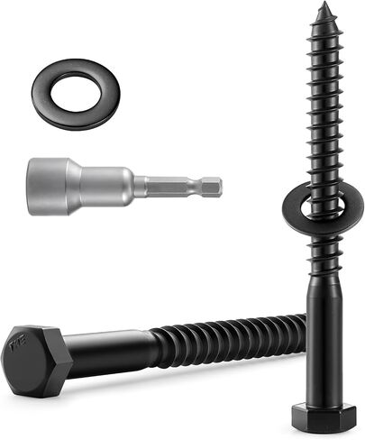 2 Sets 1/2" x 5" Hex Head Lag Screws Bolts with Flat Washers 304 Stainless Steel 18-8 Black Zinc Plated Heavy Duty Lag Screw for Wood in Saudi Arabia