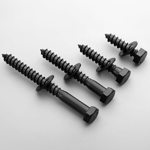 2 Sets 1/2" x 5" Hex Head Lag Screws Bolts with Flat Washers 304 Stainless Steel 18-8 Black Zinc Plated Heavy Duty Lag Screw for Wood in Saudi Arabia