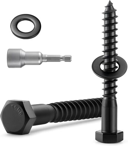 2 Sets 1/2" x 5" Hex Head Lag Screws Bolts with Flat Washers 304 Stainless Steel 18-8 Black Zinc Plated Heavy Duty Lag Screw for Wood in Saudi Arabia