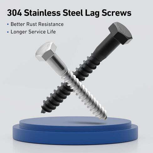 20 Sets 1/4" x 2-1/2" Hex Head Lag Screws Bolts with Flat Washers 304 Stainless Steel 18-8 Heavy Duty Lag Screw for Wood, Driver Bit Included in Saudi Arabia