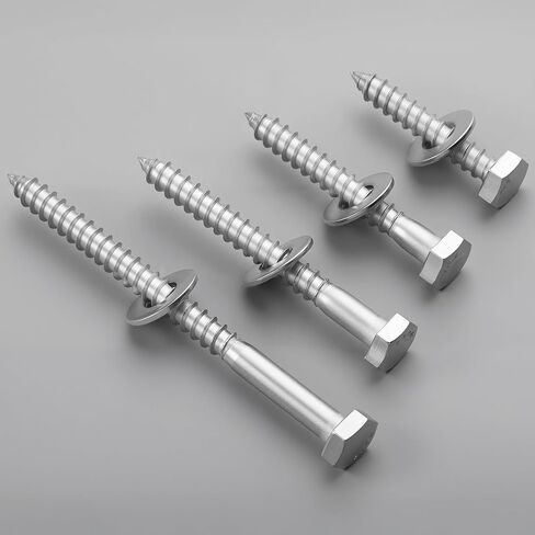 20 Sets 1/4" x 2-1/2" Hex Head Lag Screws Bolts with Flat Washers 304 Stainless Steel 18-8 Heavy Duty Lag Screw for Wood, Driver Bit Included in Saudi Arabia