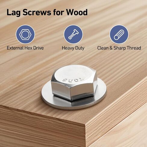 20 Sets 1/4" x 2-1/2" Hex Head Lag Screws Bolts with Flat Washers 304 Stainless Steel 18-8 Heavy Duty Lag Screw for Wood, Driver Bit Included in Saudi Arabia